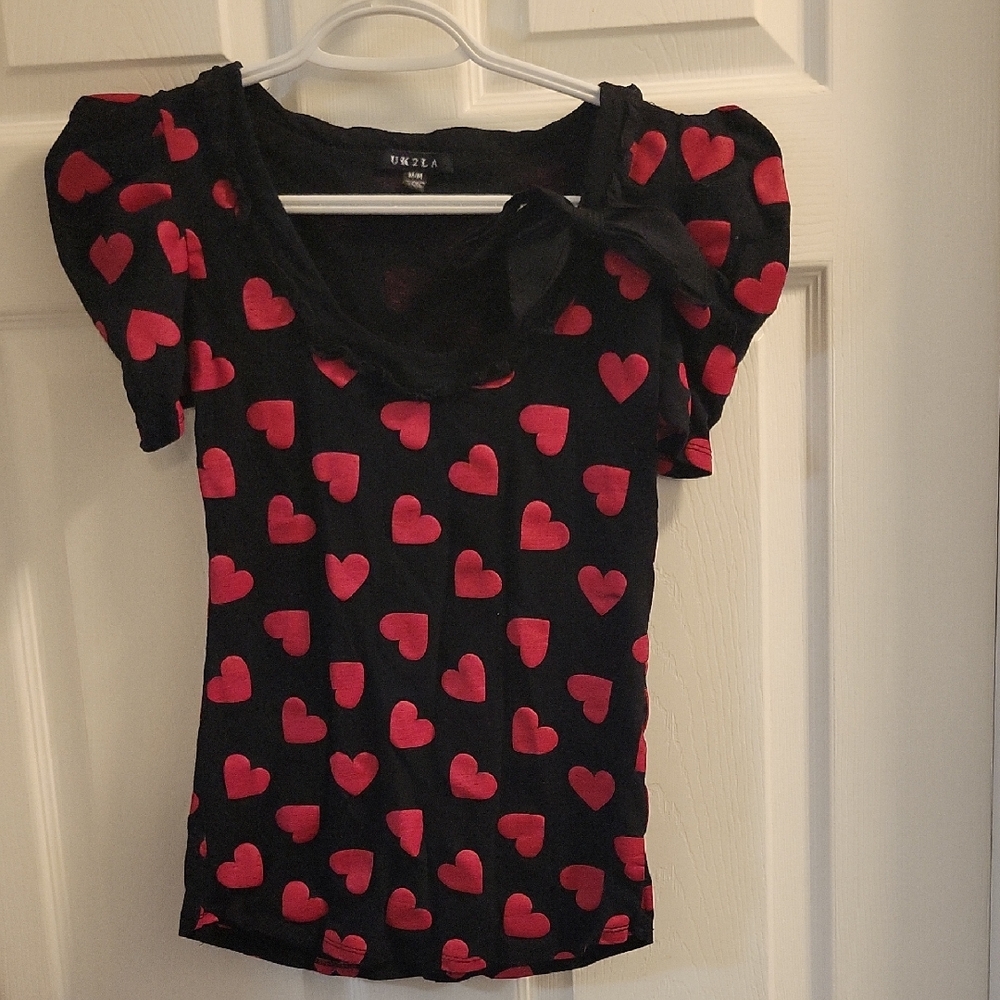 UK2LA Black Heart Top with Red Accents